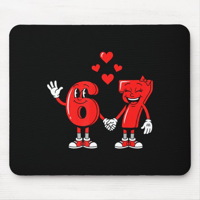 Valentine's Day Six Seven Hearts 6 7 Meme Gen Alph Mouse Mat (Front)