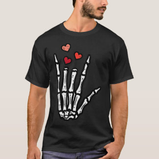 Valentines Day Skeleton Hand Love Pocket Asl Men W T-Shirt