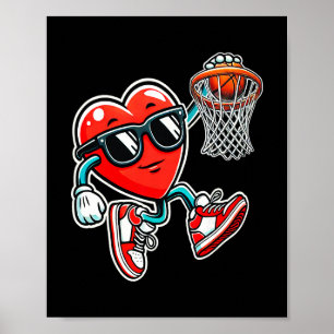 Valentines Day Sketll Dunking Sports Men Boys Kids Poster