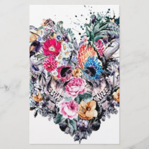 Valentine's day skull with hearts stationery