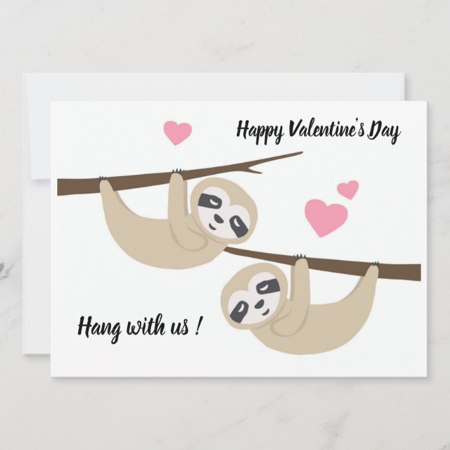 Valentine's day sloth flat card (Front)