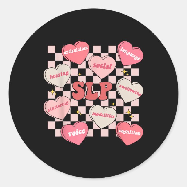 Valentines Day Slp Candy Heart Speech Therapy Sped Classic Round Sticker (Front)