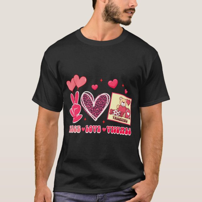 Valentines Day Slp Speech Pathologist Peace Love V T-Shirt (Front)