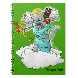 Valentine's Day Smokey Grey Cupid Cat Notebook