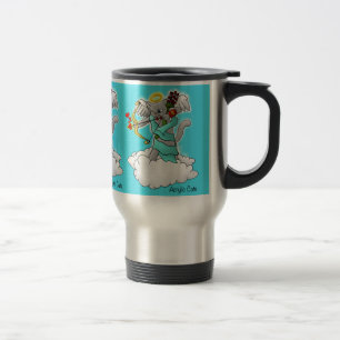 Valentine's Day Smokey Grey Cupid Cat Travel Mug