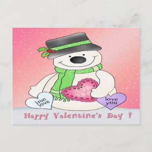 Valentine's Day Snowman Postcard
