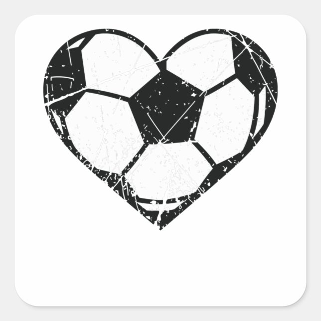 Valentines Day Soccer Ball Heart Grunge Men Women Square Sticker (Front)