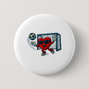Valentines Day Soccer Goalkeeper Funny Heart Boys 6 Cm Round Badge