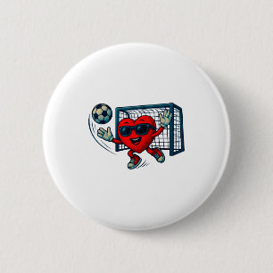Valentines Day Soccer Goalkeeper Funny Heart Boys 6 Cm Round Badge