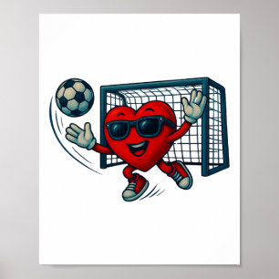 Valentines Day Soccer Goalkeeper Funny Heart Boys  Poster