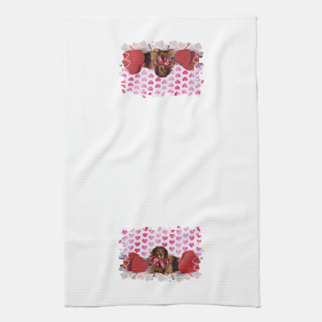 Valentine's Day - Sophie - Dachshund Tea Towel (Vertical)