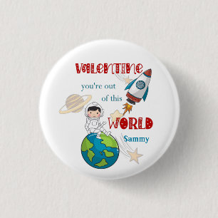 Valentines Day Space Out Of This World 3 Cm Round Badge