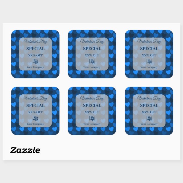Valentine's Day Special Blue Marketing Collateral Square Sticker (Sheet)