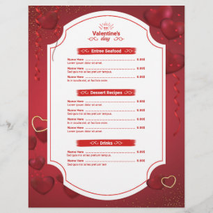 Valentine's day Special Menu Card