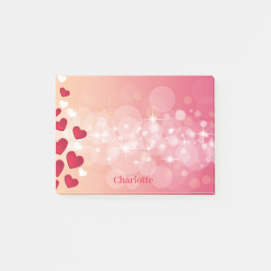 Valentine's Day Spray of Hearts Add Name  Post-it Notes