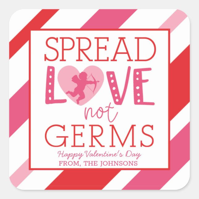 Valentine's Day Spread Love Not Germs Stickers (Front)
