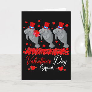 Valentine's Day Squad Three Cute Manatees Zoo Anim Card