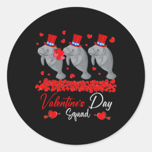 Valentine's Day Squad Three Cute Manatees Zoo Anim Classic Round Sticker