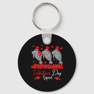 Valentine's Day Squad Three Cute Manatees Zoo Anim Key Ring