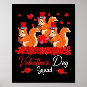 Valentine's Day Squad Three Cute Squirrels Zoo Ani Poster
