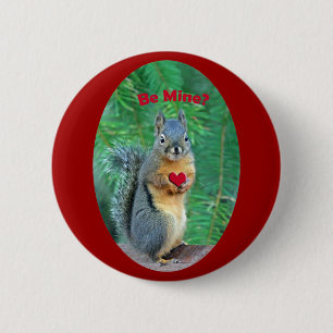 Valentine's Day Squirrel 6 Cm Round Badge