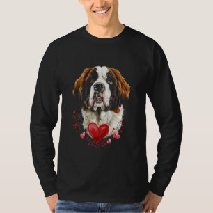 Valentine's Day St. Bernard Dog Heart T-Shirt