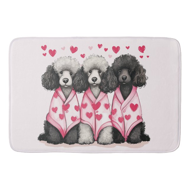 Valentines Day Standard Poodle Dogs Bath Mat (Front)
