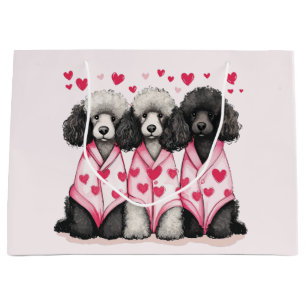 Valentines Day Standard Poodle Dogs Large Gift Bag