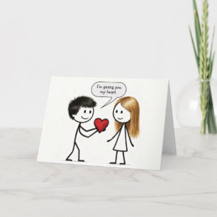 Valentine's Day Stick Figure Boy  Card
