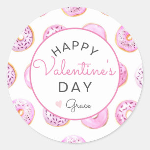 Valentine's Day Sticker, doughnut Sticker, Classic Round Sticker