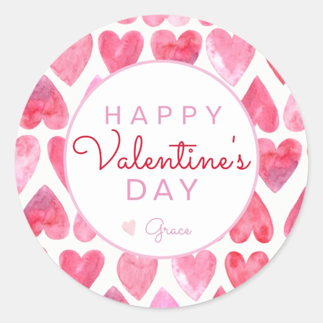 Valentine's Day Sticker, Heart Sticker, Classic Round Sticker (Front)