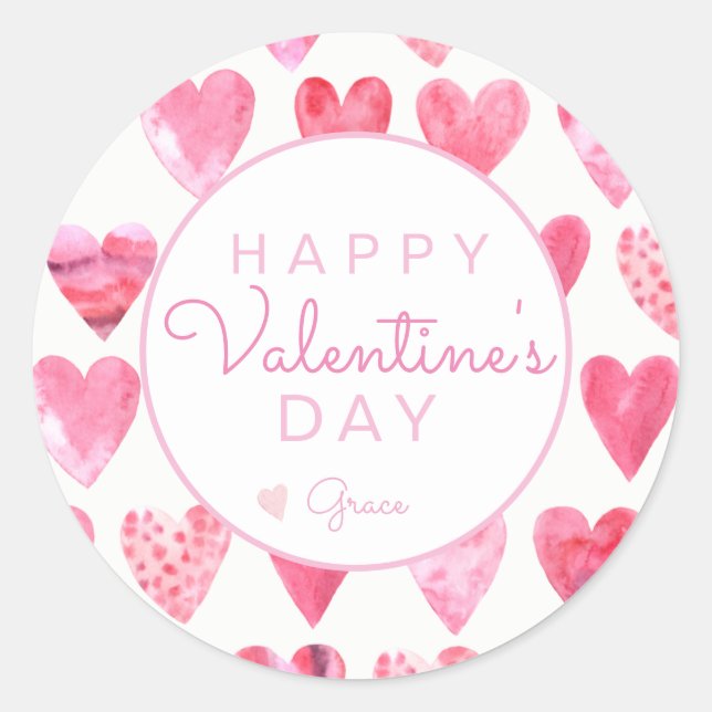 Valentine's Day Sticker, Heart Sticker, Classic Round Sticker (Front)