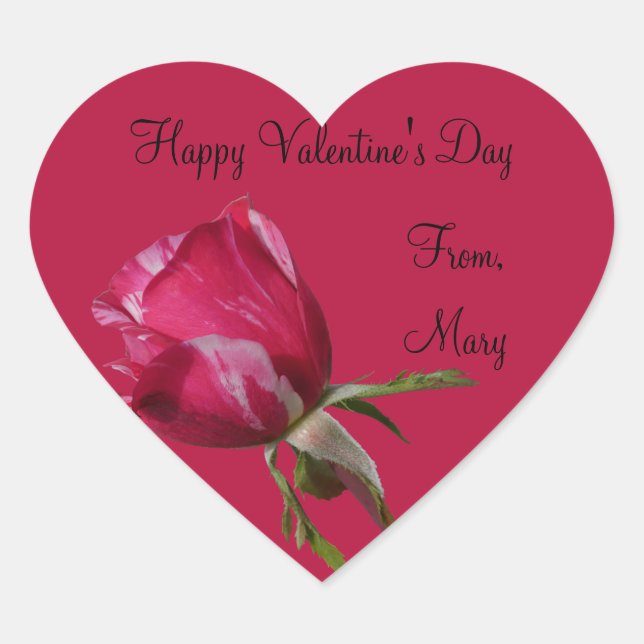 Valentine's Day Sticker Red Rose Label (Front)