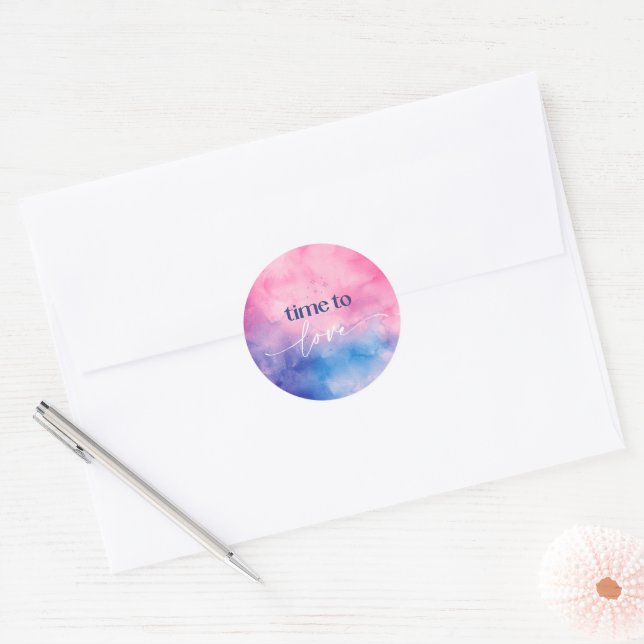 Valentine's Day Sticker - Watercolor Design (Envelope)