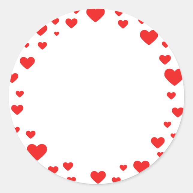 Valentine's Day Stickers, Hearts Classic Round Sticker (Front)