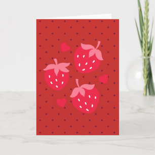 Valentine's Day Strawberries and Hearts for Kids Holiday Card
