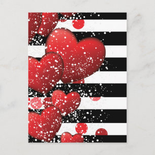 Valentine's Day striped luxury Holiday Postcard