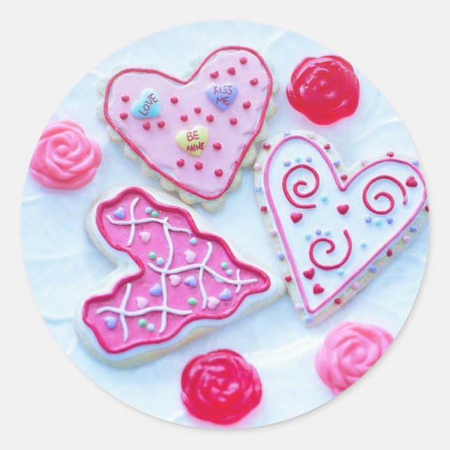 Valentine's Day Sugar Cookie Hearts Stickers (Front)