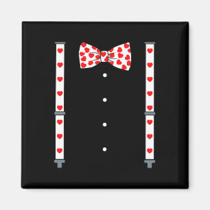 Valentines Day Suspenders And Hearts Bow Tie Boys Magnet
