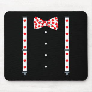 Valentines Day Suspenders And Hearts Bow Tie Boys  Mouse Mat