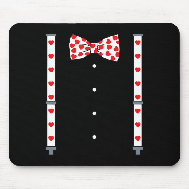 Valentines Day Suspenders And Hearts Bow Tie Boys  Mouse Mat (Front)
