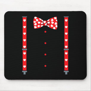 Valentines Day Suspenders And Hearts Bow Tie Boys  Mouse Mat