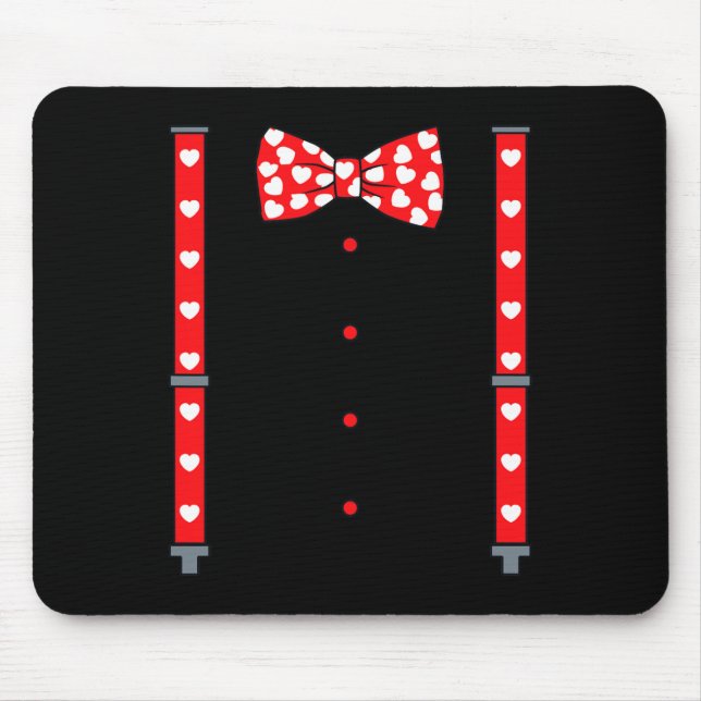 Valentines Day Suspenders And Hearts Bow Tie Boys  Mouse Mat (Front)