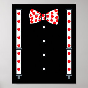 Valentines Day Suspenders And Hearts Bow Tie Boys  Poster
