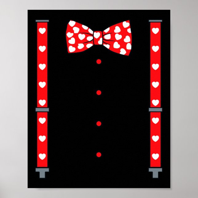 Valentines Day Suspenders And Hearts Bow Tie Boys  Poster (Front)