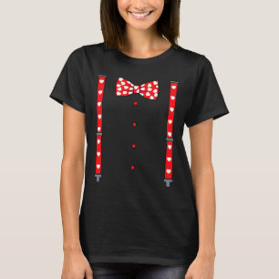 Valentines Day Suspenders And Hearts Bow Tie Boys  T-Shirt