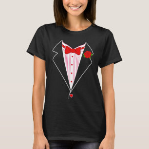 Valentines Day Suspenders And Hearts Bow Tie Boys T-Shirt
