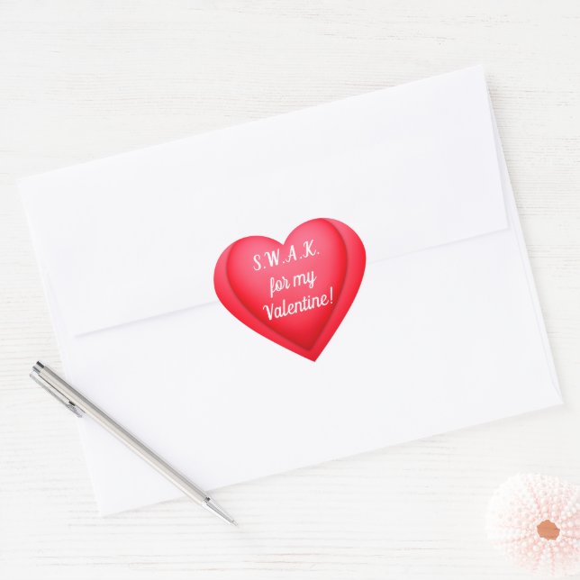 Valentine's Day SWAK Red Heart Personalised Sticker (Envelope)
