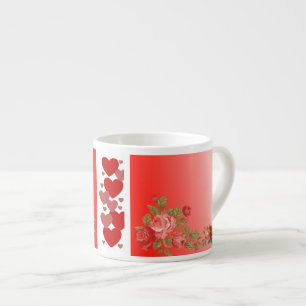 Valentines Day Sweeping Heart Romantic Roses Espresso Cup