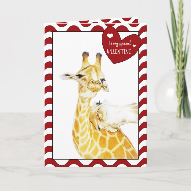 Valentine's Day Sweet Giraffes Card (Front)